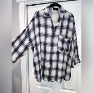 Vici Plaid Button Down Top